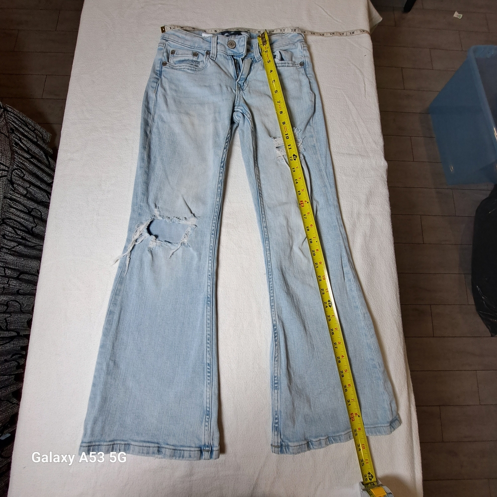 Aeropostale Distressed Light Blue Wide Leg Jeans - Picture 6 of 10